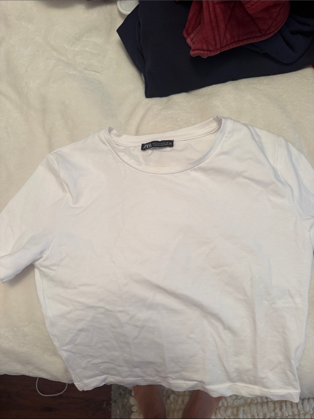 Zara White Short Sleeve Crew Neck Tee